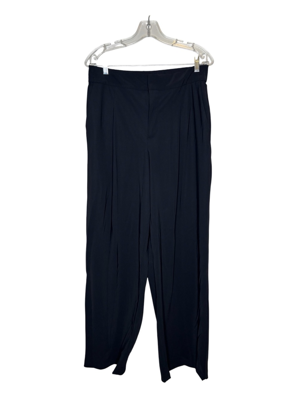 Athleta wide leg black trouser pants elastic waistband women’s size 10 TALL